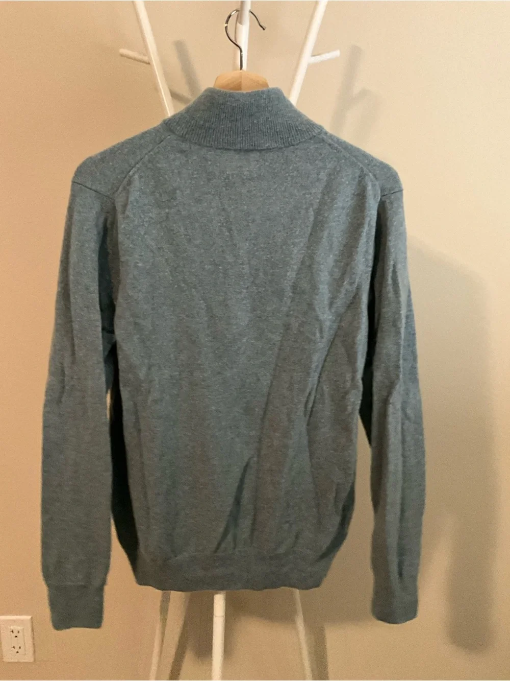 100% Cashmere Men's Half-Zip Heathered Seafoam Sweater